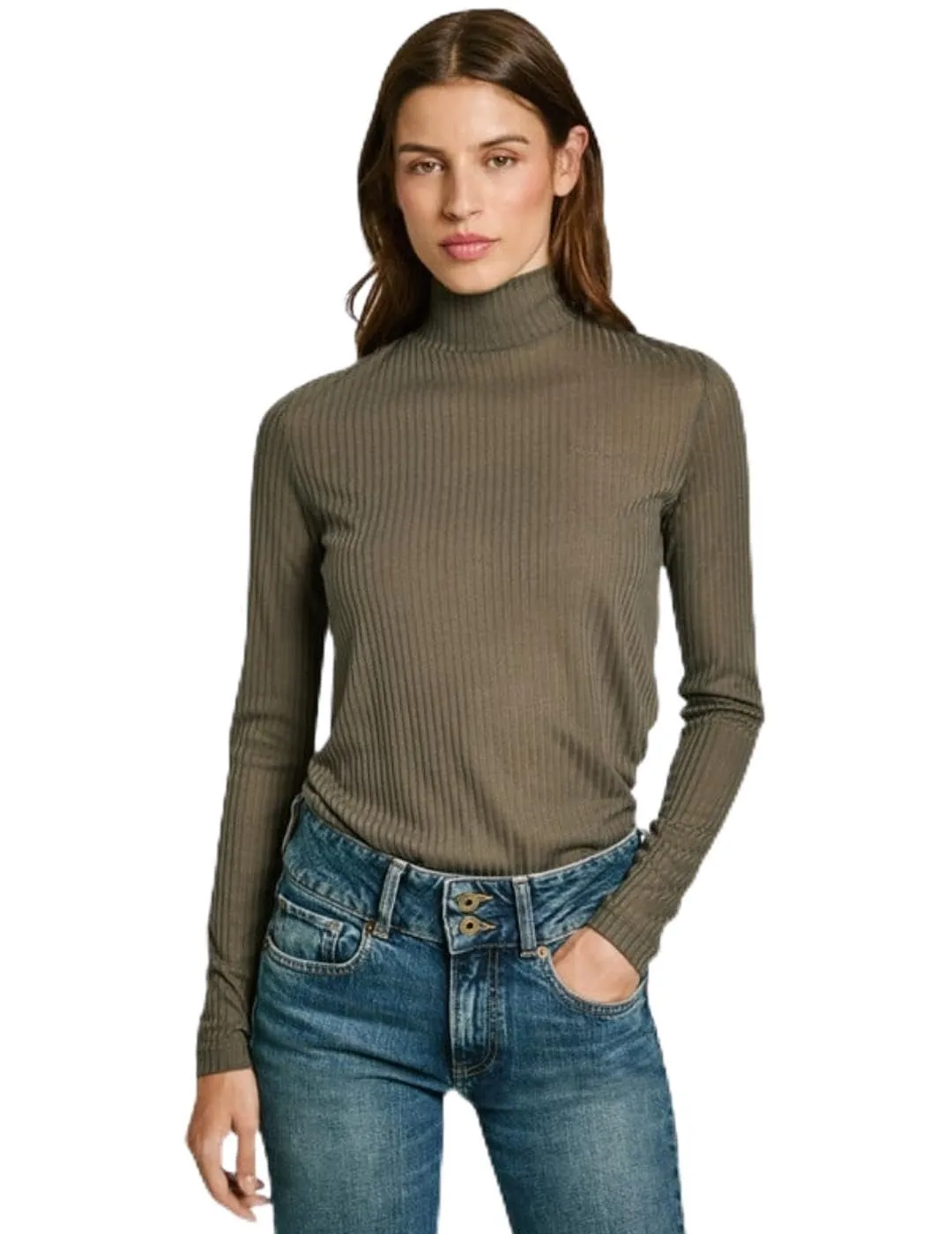 Pepe Jeans Flory T-Shirt Donna Collo Alto Bianca