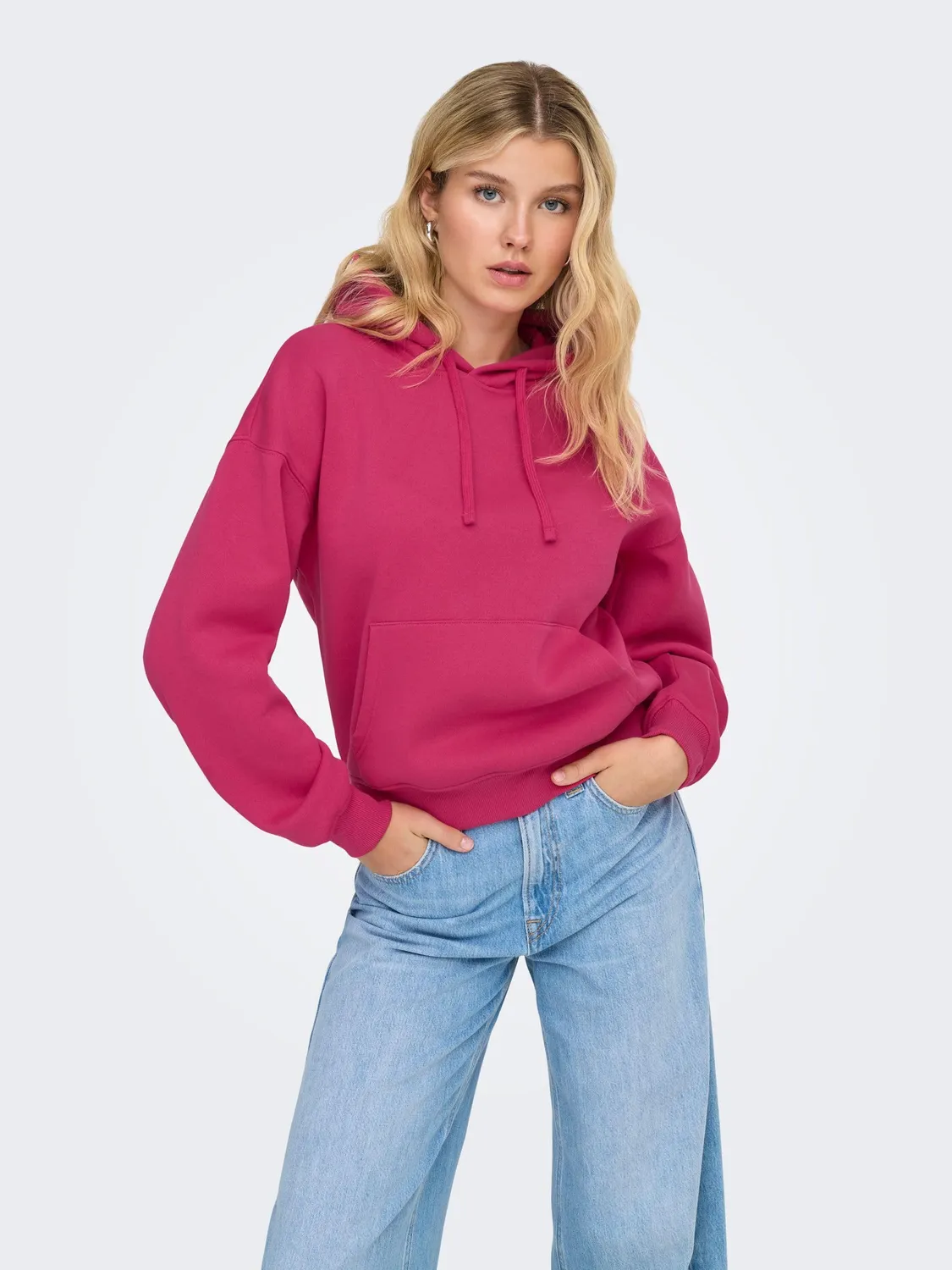 ONLY Onlbest felpa cappuccio donna rosso vivo