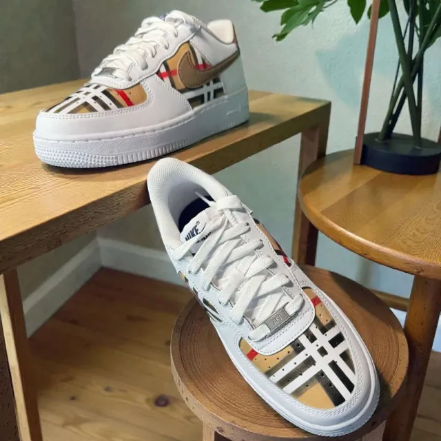 Nike Air Force 1 Burberry Beige sneakers dipinte a mano