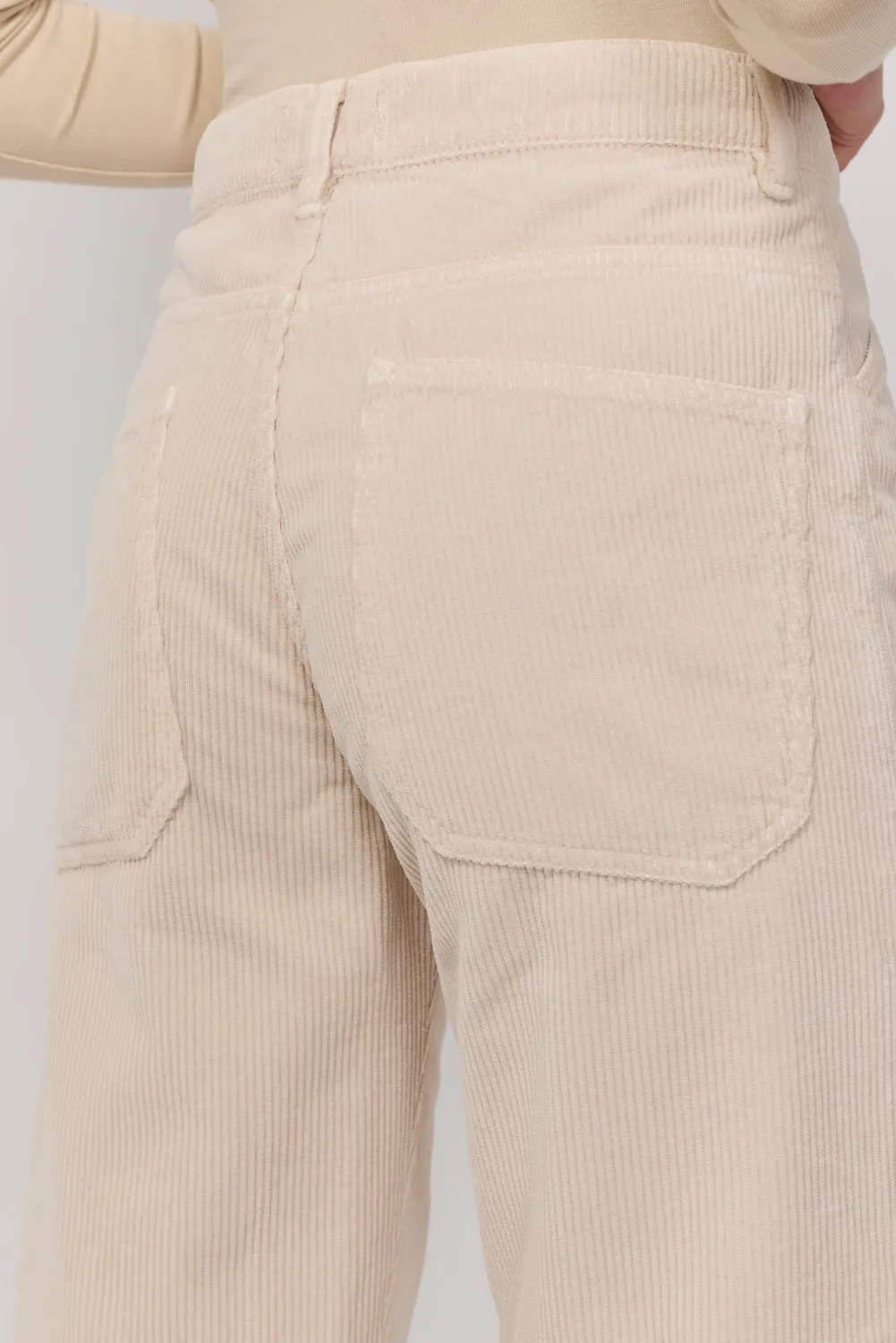 Acquaverde Eddy pantaloni velluto crema vita alta