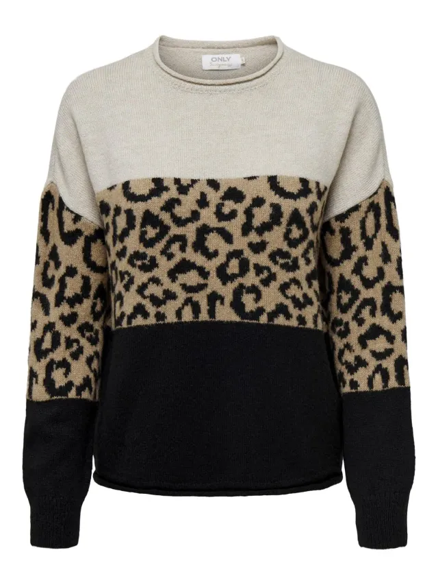 ONLY ONLJADE pullover donna girocollo grigio chiaro