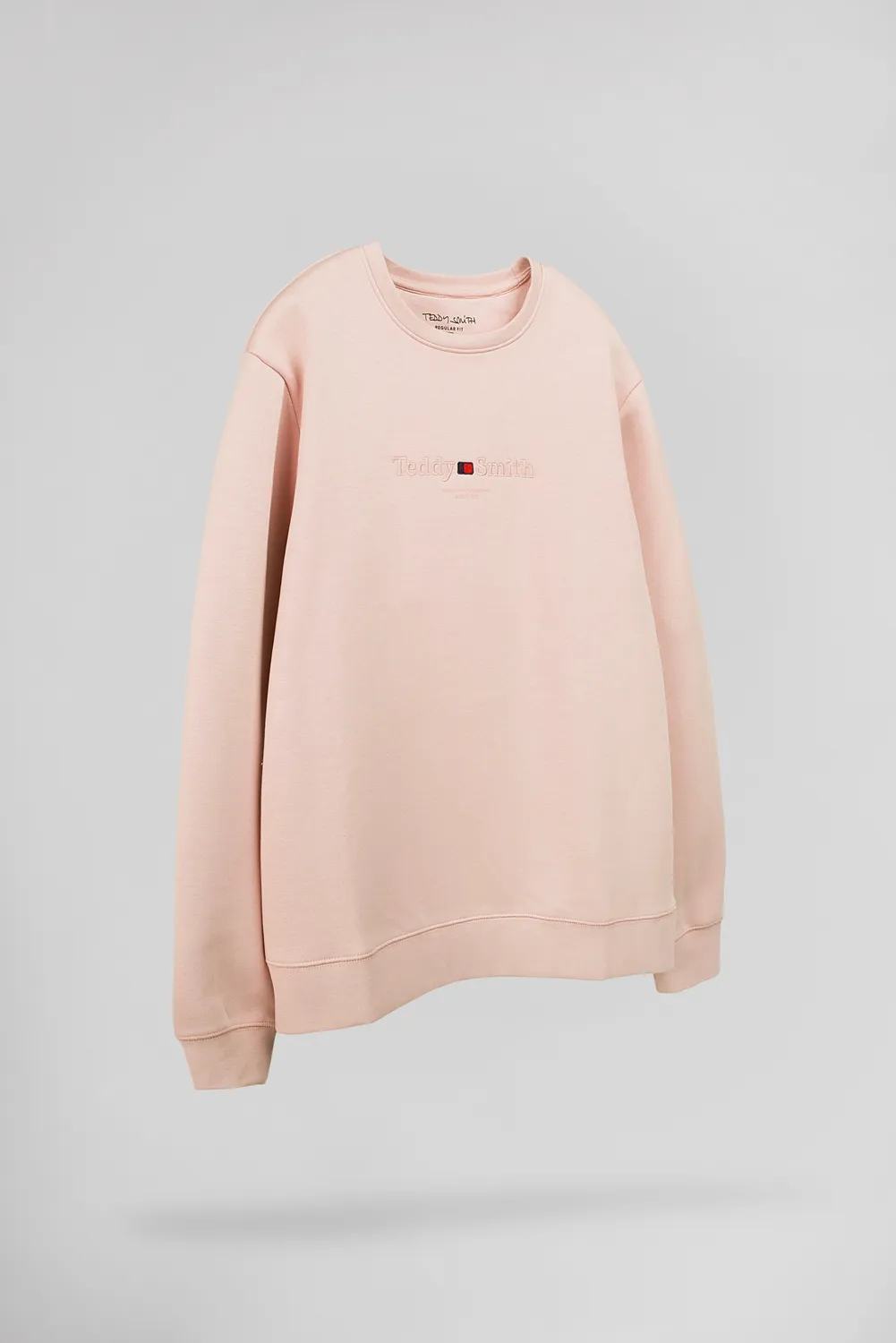 Teddy Smith S-Jim felpa rosa pastel girocollo cotone garzato