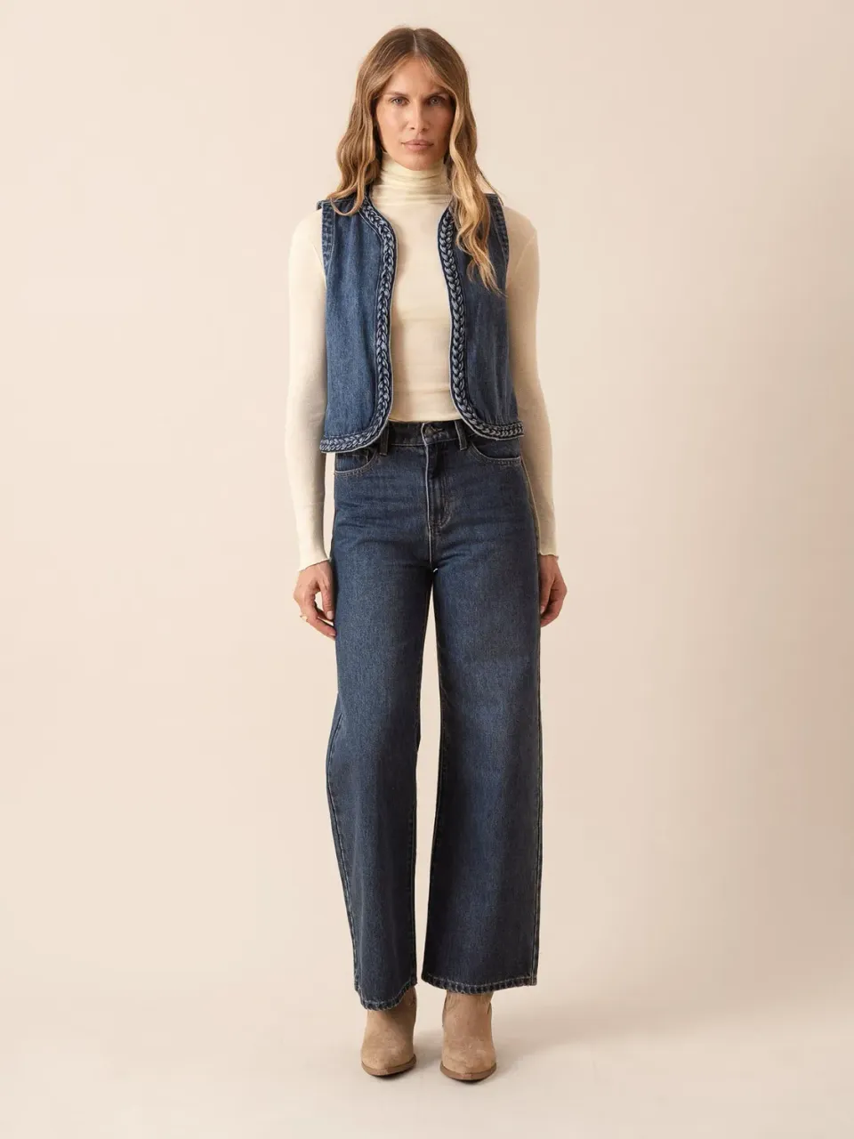 Oraije Noa jeans larghi blu scuro cotone