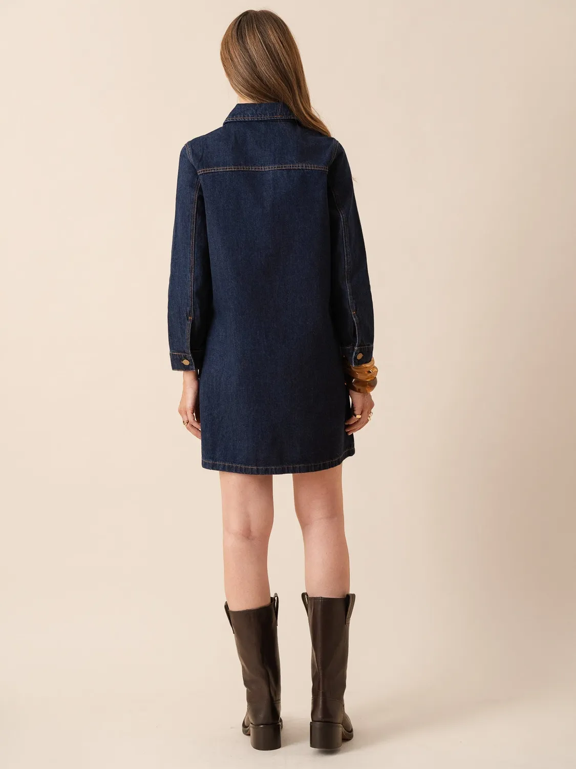 Oraije Rebecca abito denim grezzo camicia