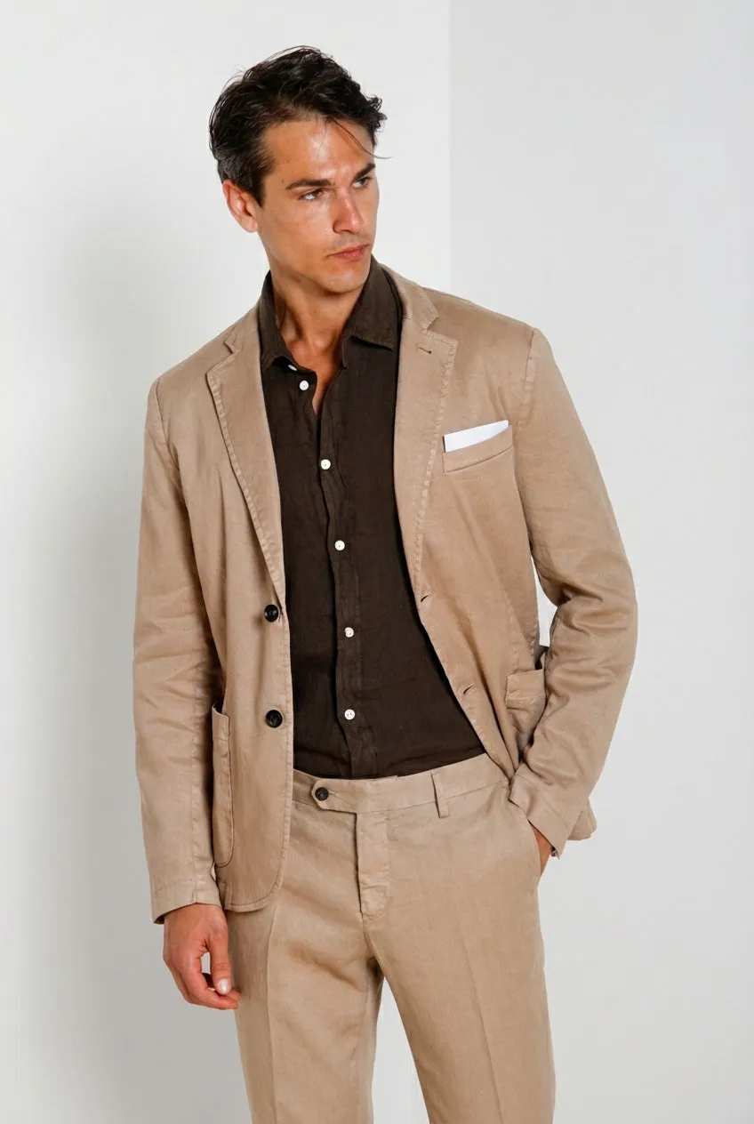Mason’s Torino camicia uomo lino marrone
