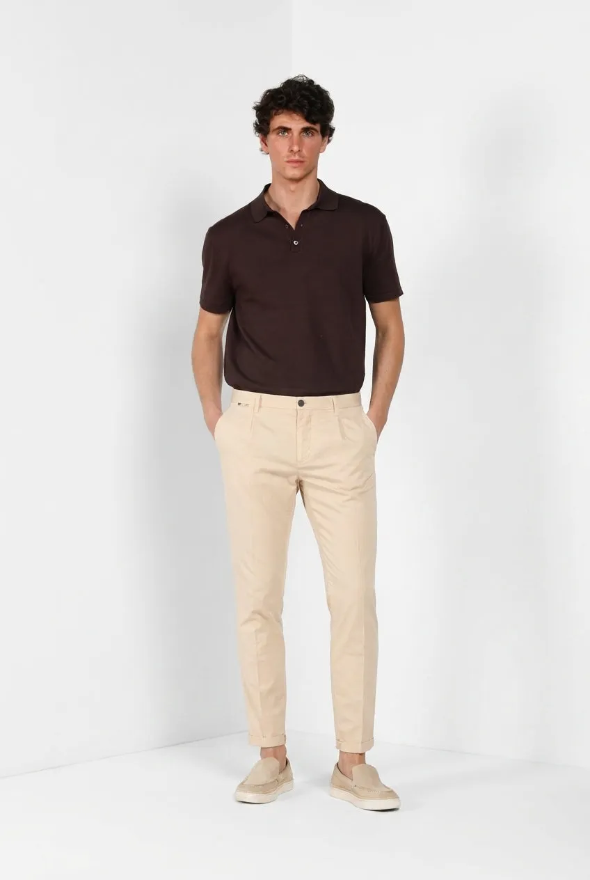 Mason's Osaka 1 Pinces chino uomo beige seta carrot