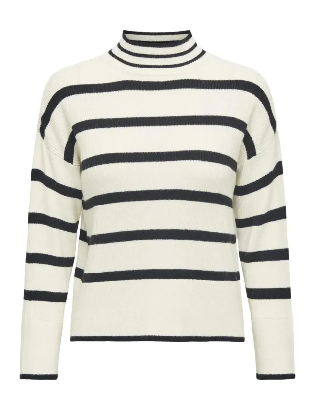 ONLY ONLIBI maglione donna nero girocollo righe