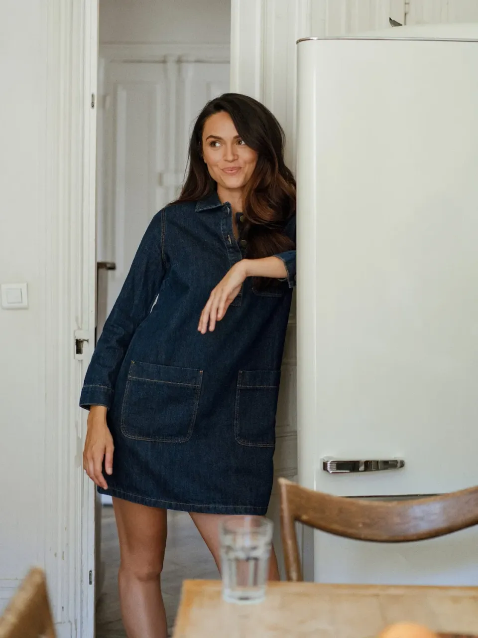 Oraije Rebecca abito denim grezzo camicia