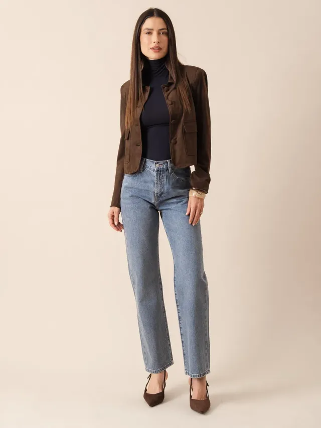 Oraije Alix jeans straight azzurro cielo bottoni