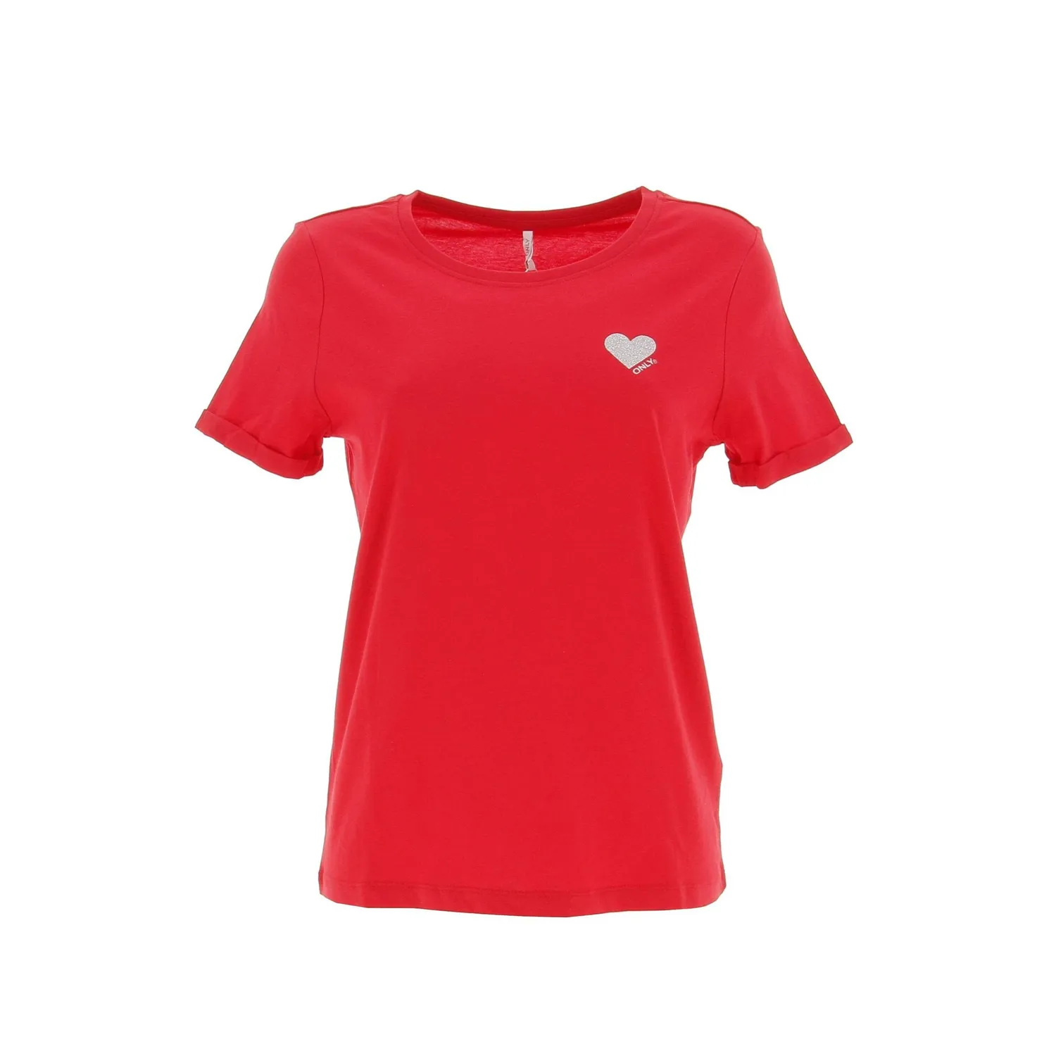 ONLY ONLKITA T-shirt nero cuore glitter oro L