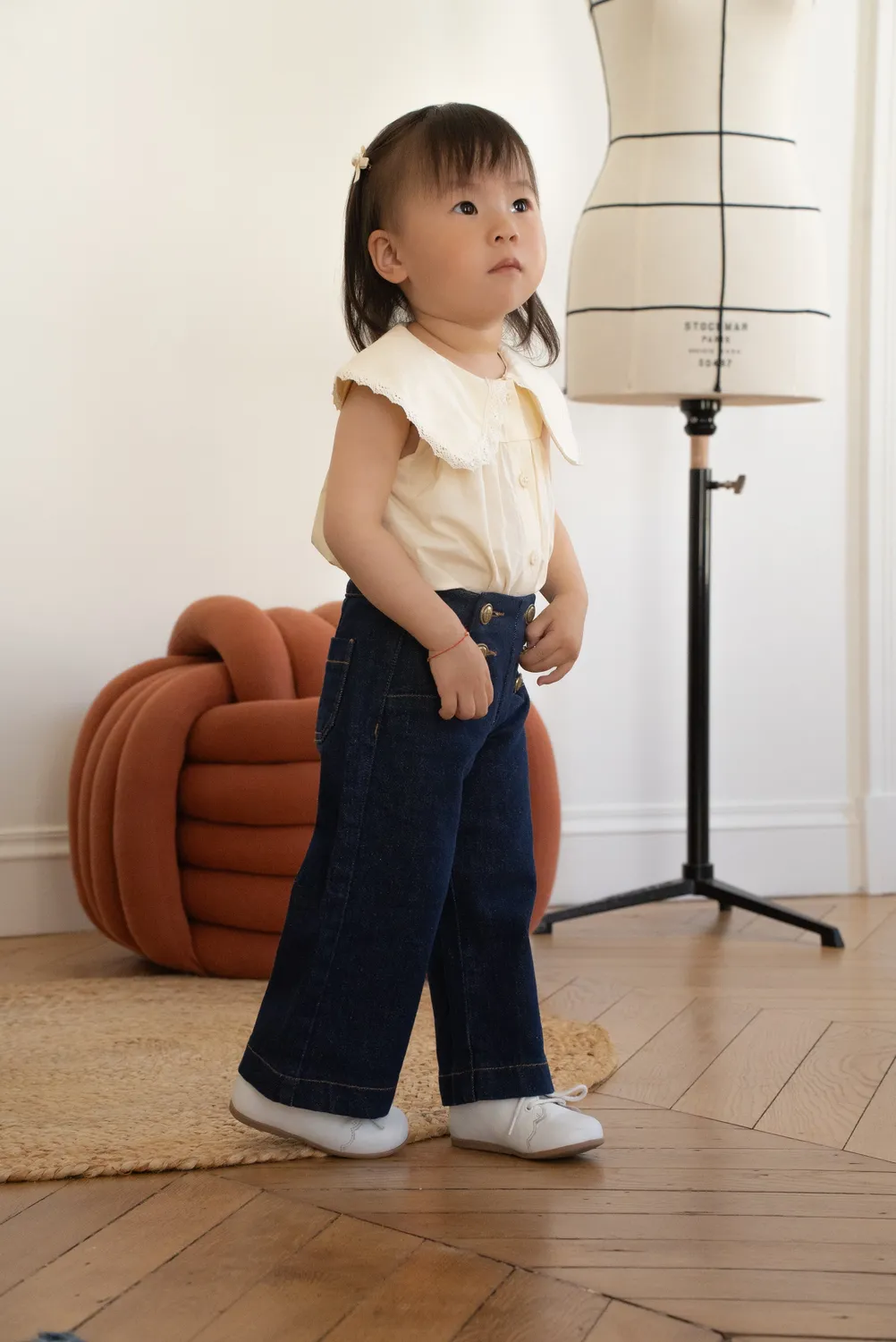 Oraije Vittoria jeans wide bimba denim grezzo