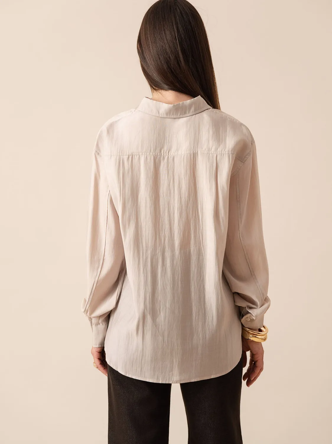 Oraije Orelis camicia beige oversize cotone