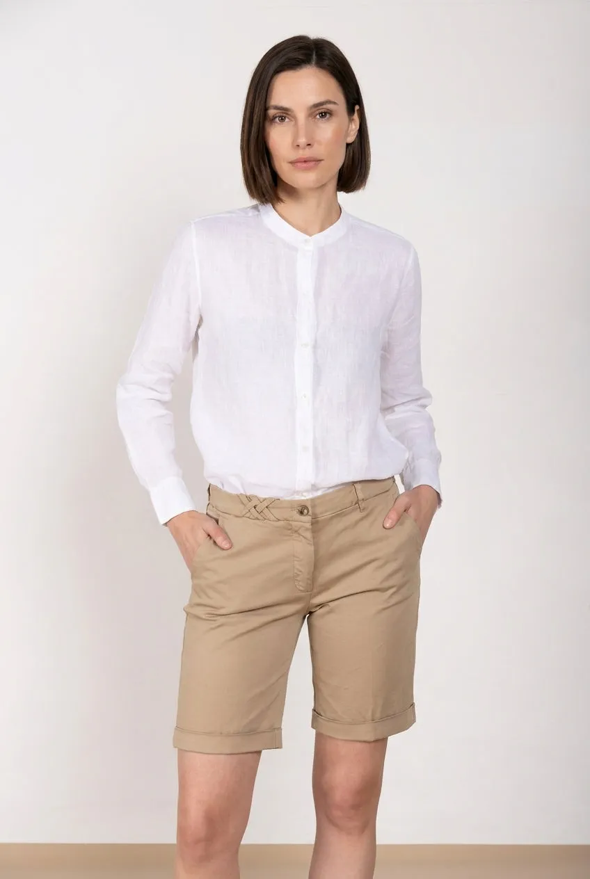 Mason's Delhi camicia donna bianco lino manica lunga