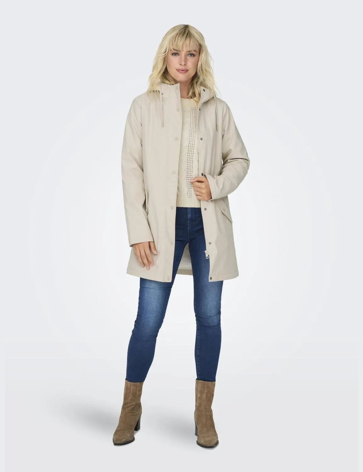 ONLY Raincoat Giacca Antipioggia con Teddy fodera