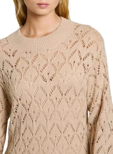 Pepe Jeans Hailey Vestito midi traforato grigio maniche lunghe