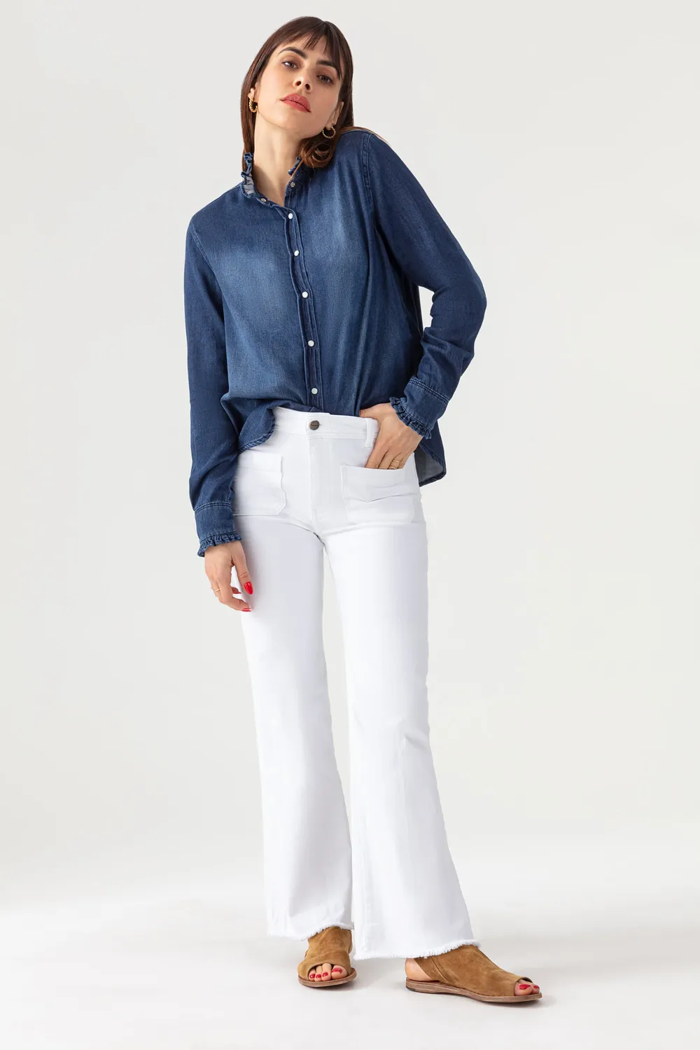 Acquaverde Carlotta pantaloni cropped White stretch