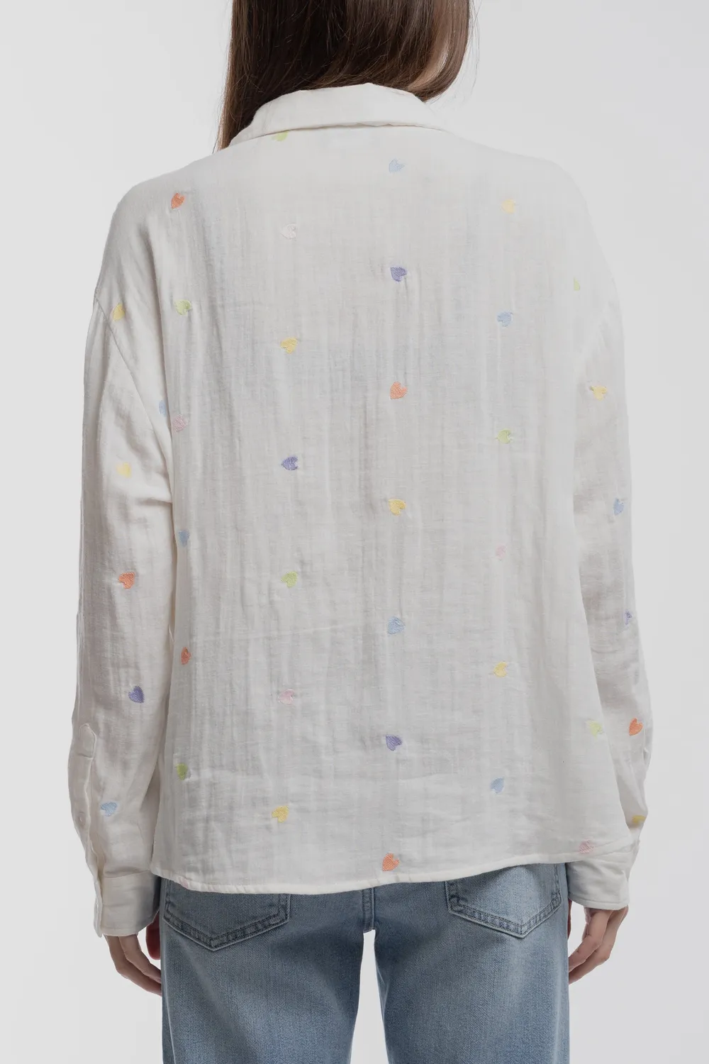 Teddy Smith C-Livana camicia bianca donna cuori garza