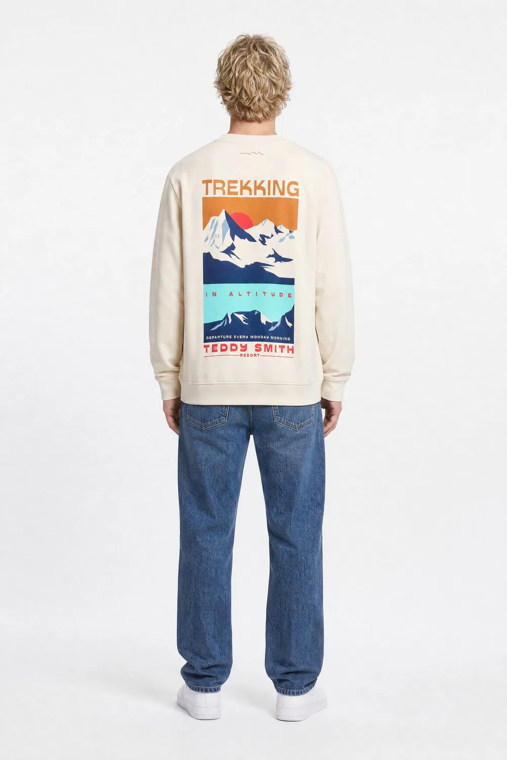 Teddy Smith S-Mountain RC felpa uomo cream girocollo