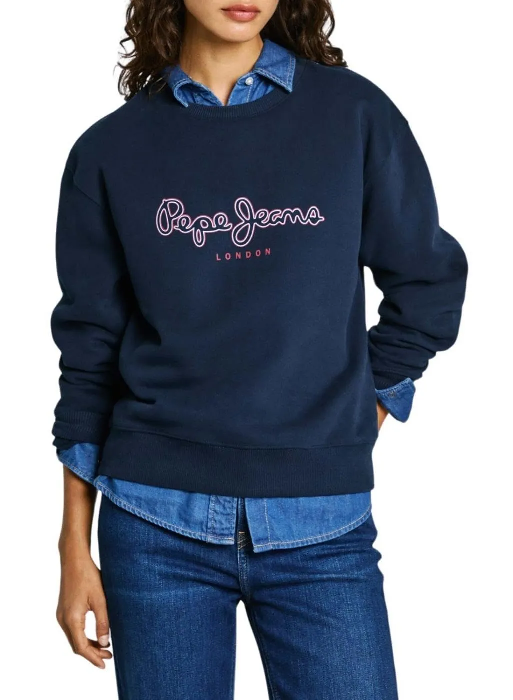 Pepe Jeans Frida Felpa Donna Nera Girocollo Cotone