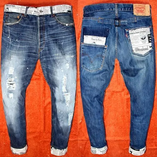 Never Say Never Levi's Vintage Giornale jeans tessuto papers