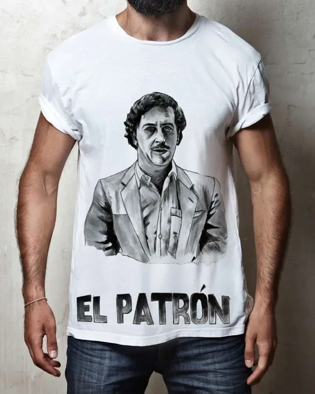 Never Say Never Pablo Escobar T-Shirt Dipinta Mano