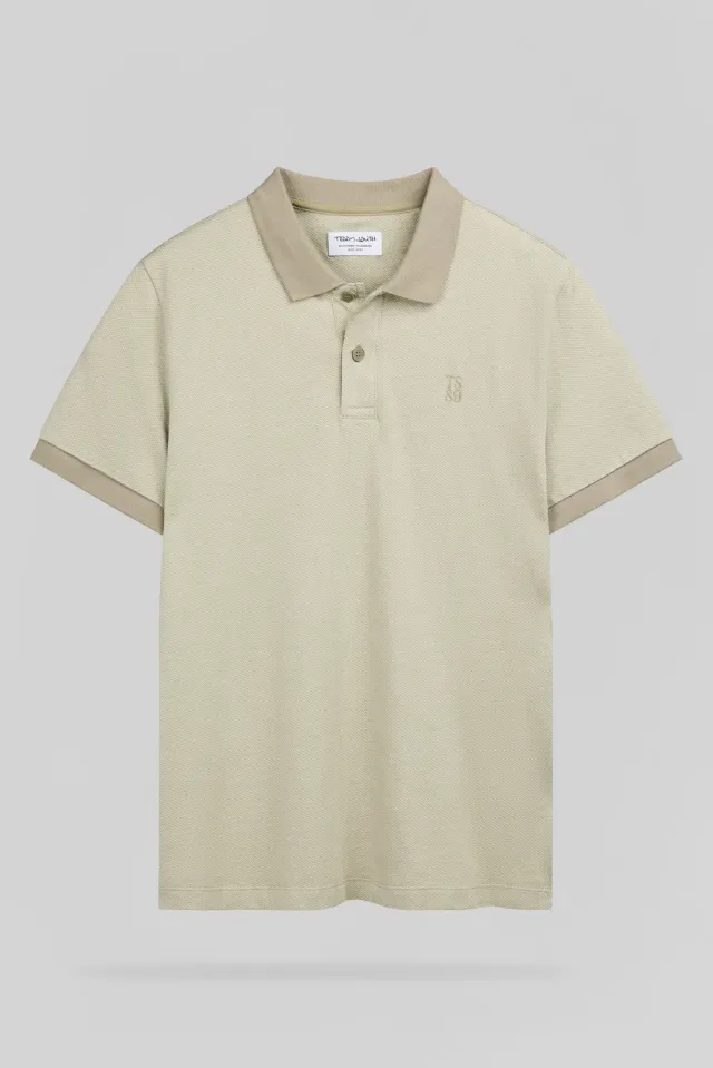 Teddy Smith P-Osey Polo Jacquard Uomo Bleach Kaki