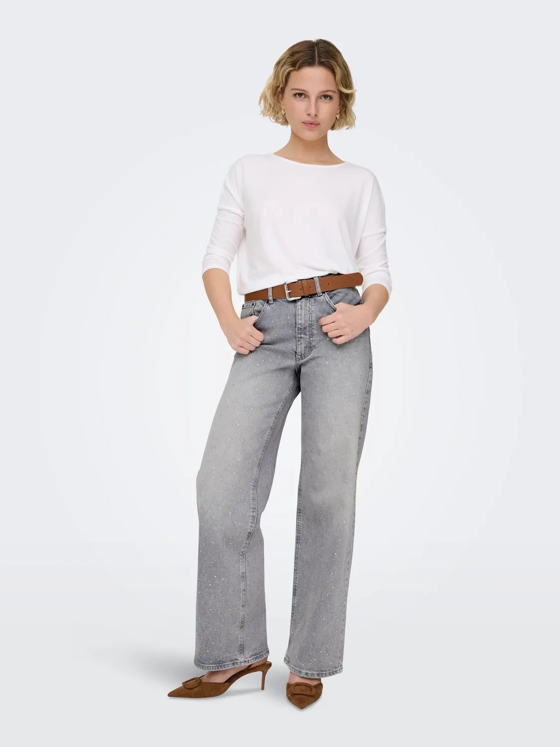 ONLY OnlJuicy Wide Leg Jeans Vita Alta 30W/32L denim