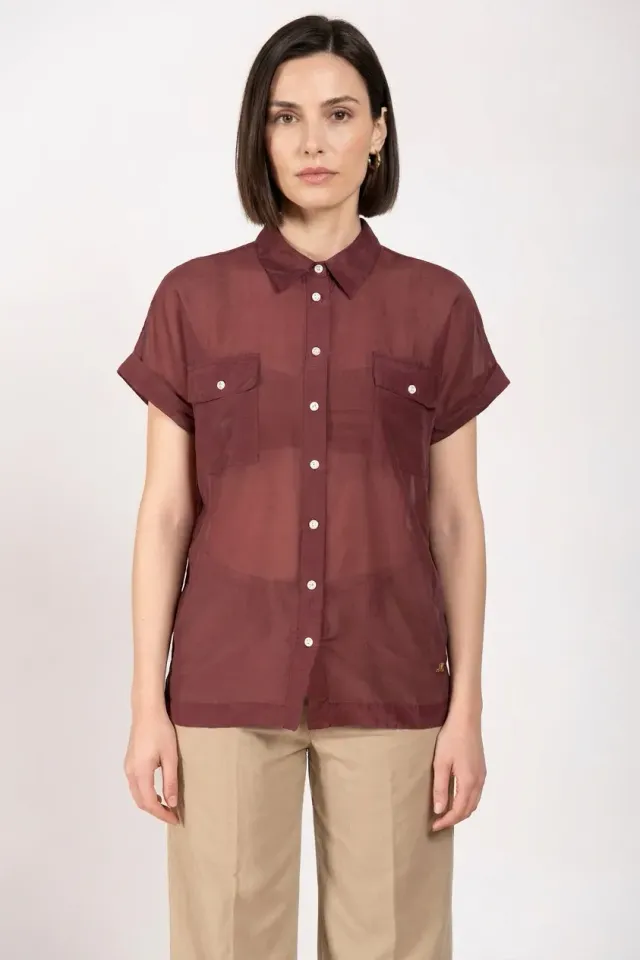 Mason's Natalie Camicia Donna Bordeaux Manica Corta