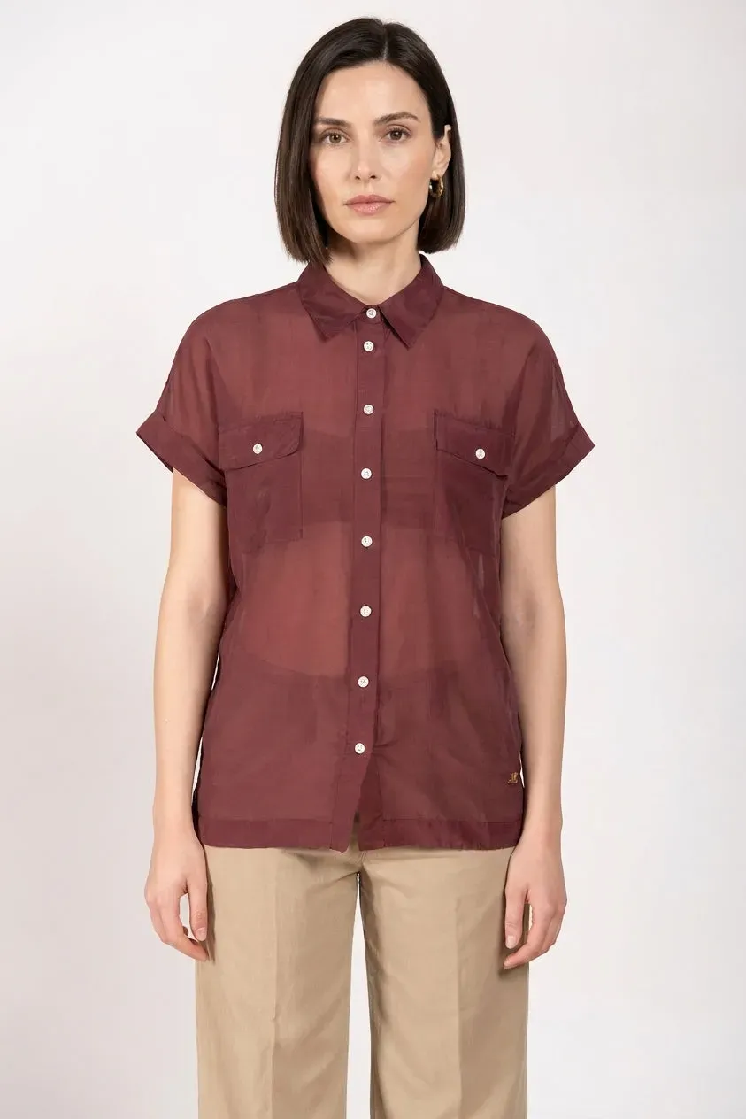 Mason's Natalie Camicia Donna Bordeaux Manica Corta
