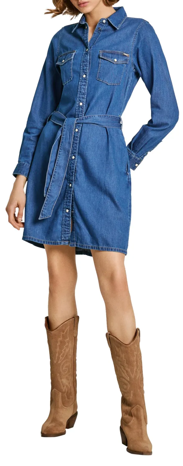 Pepe Jeans chemisier vestito donna denim indaco