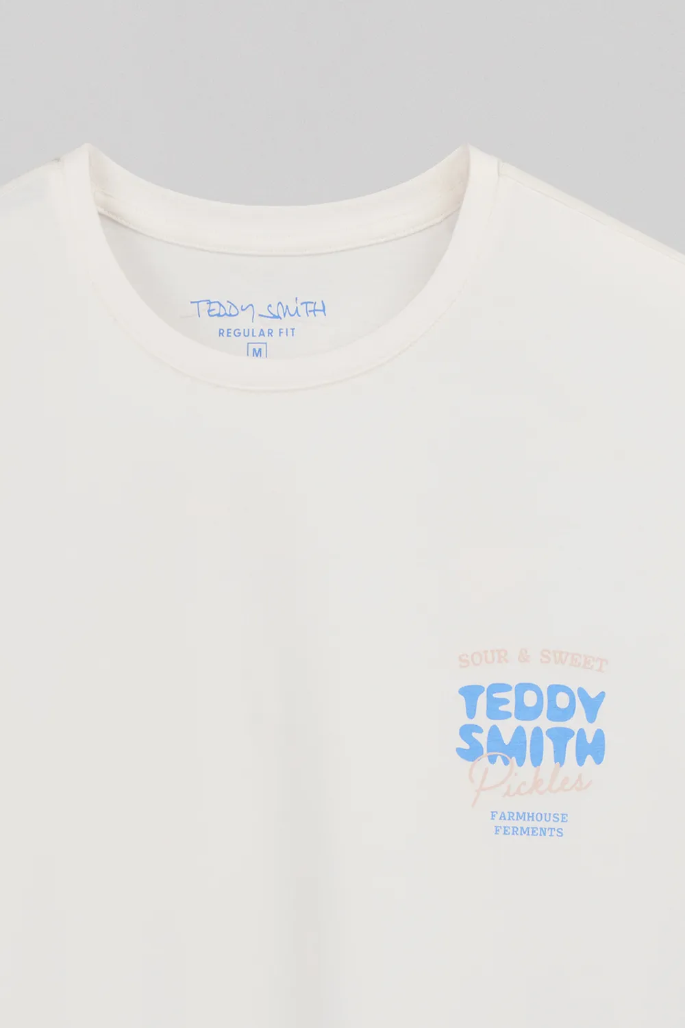 Teddy Smith T-Pickles MC T-shirt Uomo Cotone Bianco Grafica Blu