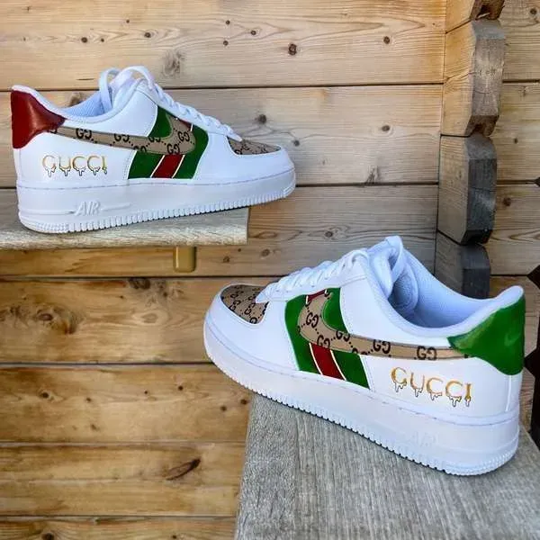 Nike Air Force 1 Sneakers Personalizzate Verde Rosso
