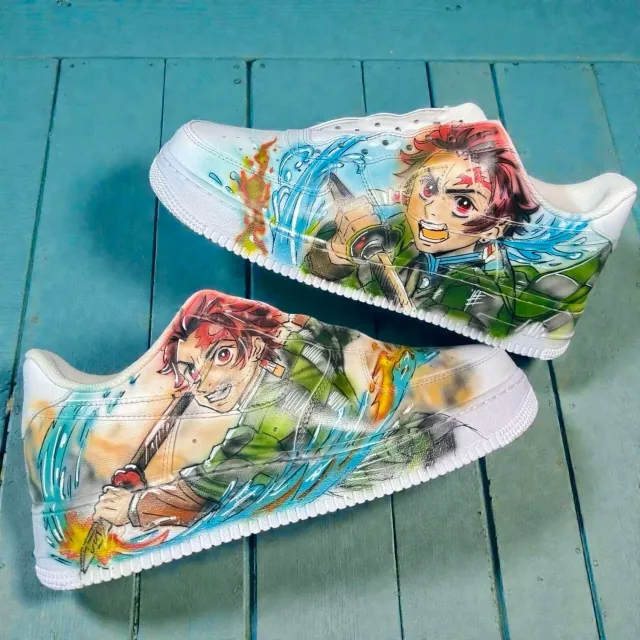 Never Say Never Air Force 1 Demon Slayer Sneakers Dipinte Mano