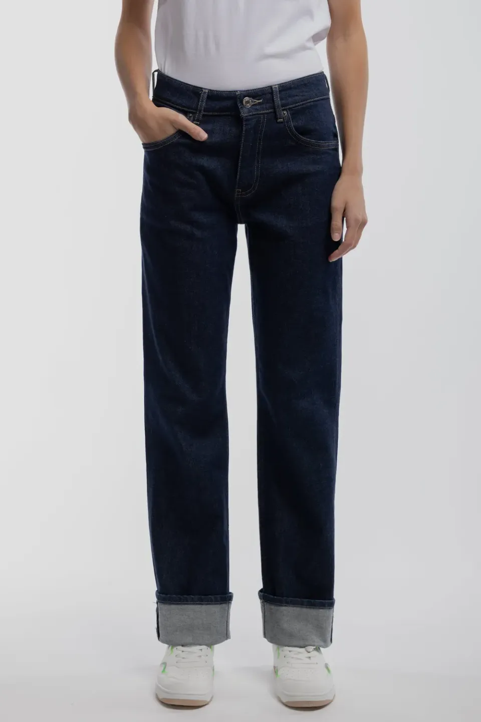 Teddy Smith Icon Boyfriend Jeans Donna Dark Blue Denim Brut