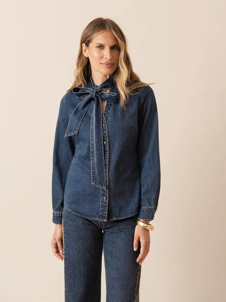 Oraije Clémence camicia blu scuro in cotone