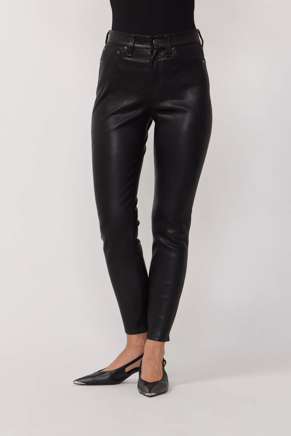 acquaverde Denver pantaloni pelle vera neri slim