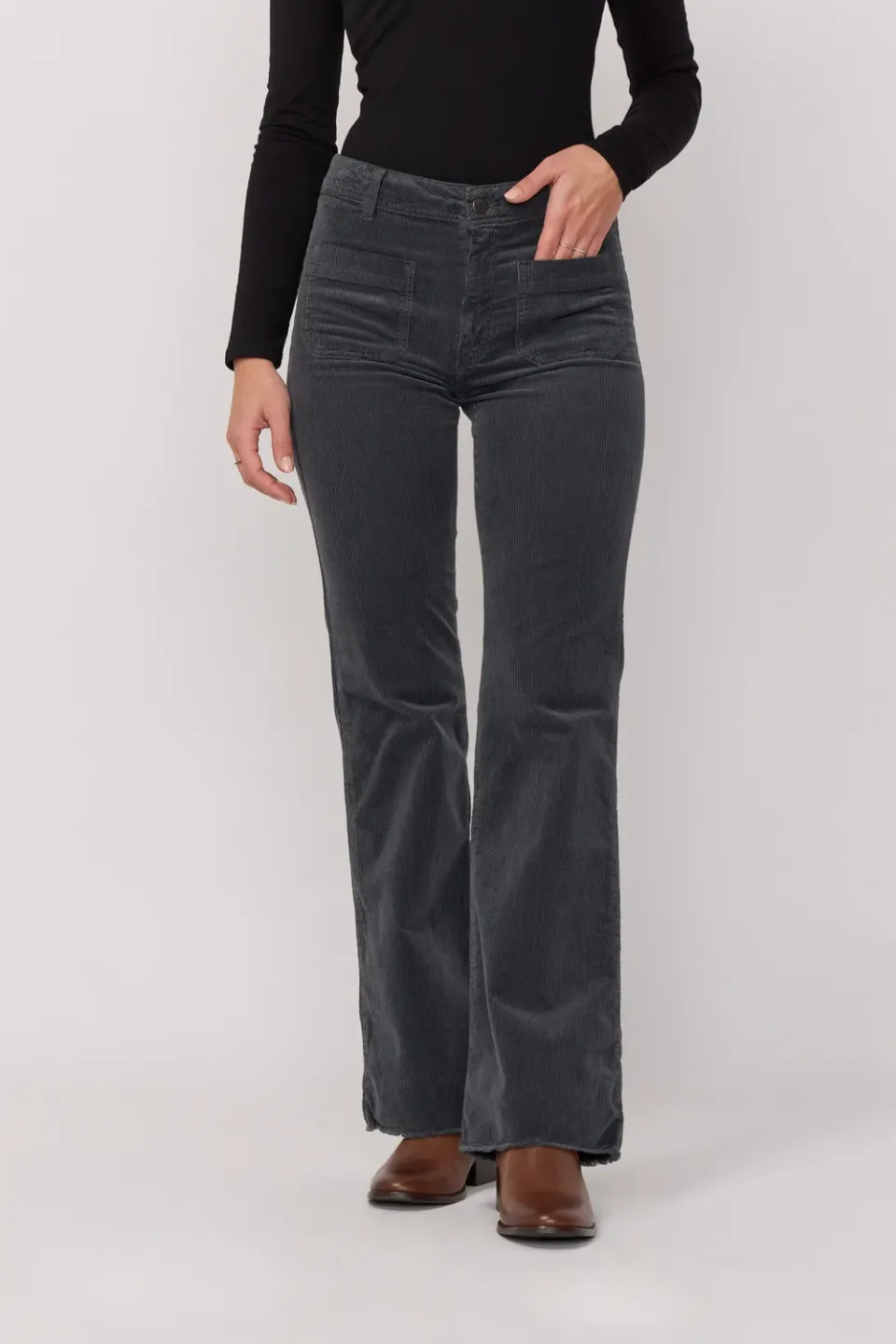 Acquaverde Carlotta Pantaloni Velluto Antracite Cropped