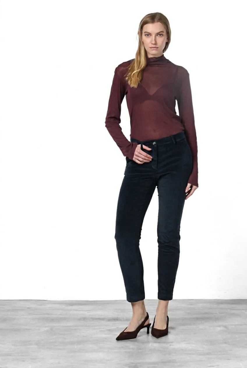 Mason's New York Slim chino donna navy velluto slim