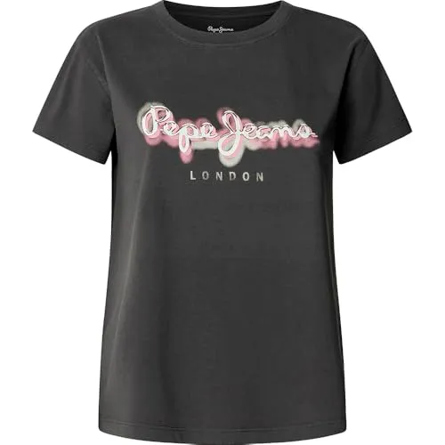 Pepe Jeans Becky T-Shirt Donna Beige Logo Cotone