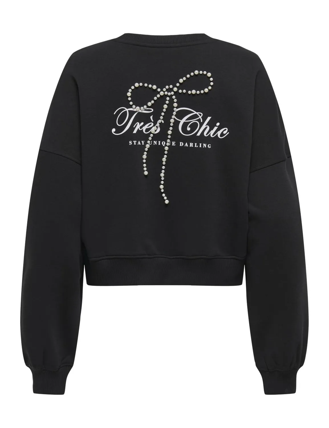 ONLY Onlkiara L/S O-Neck Pearl Swt felpa nera perle