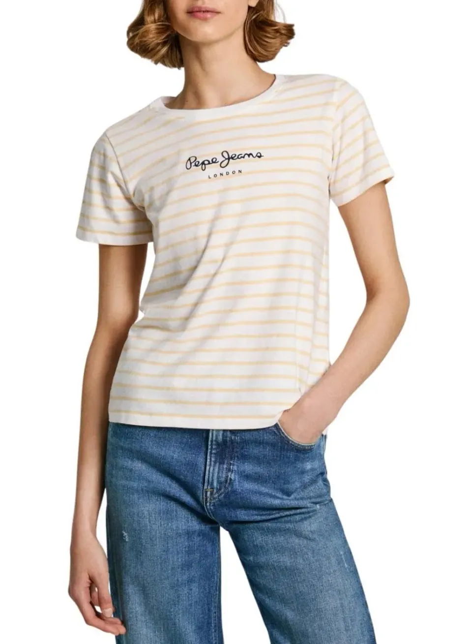 Pepe Jeans Elba t-shirt donna S righe logo davanti