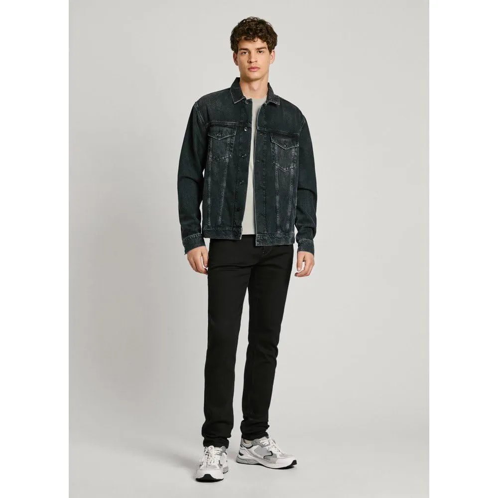 Pepe Jeans giacca jeans uomo M nero usato destroyed