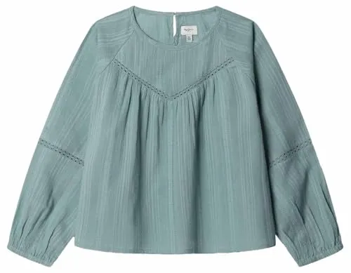 Pepe Jeans Heloise Camicia Bambina Cotone Blu Navy Pizzo