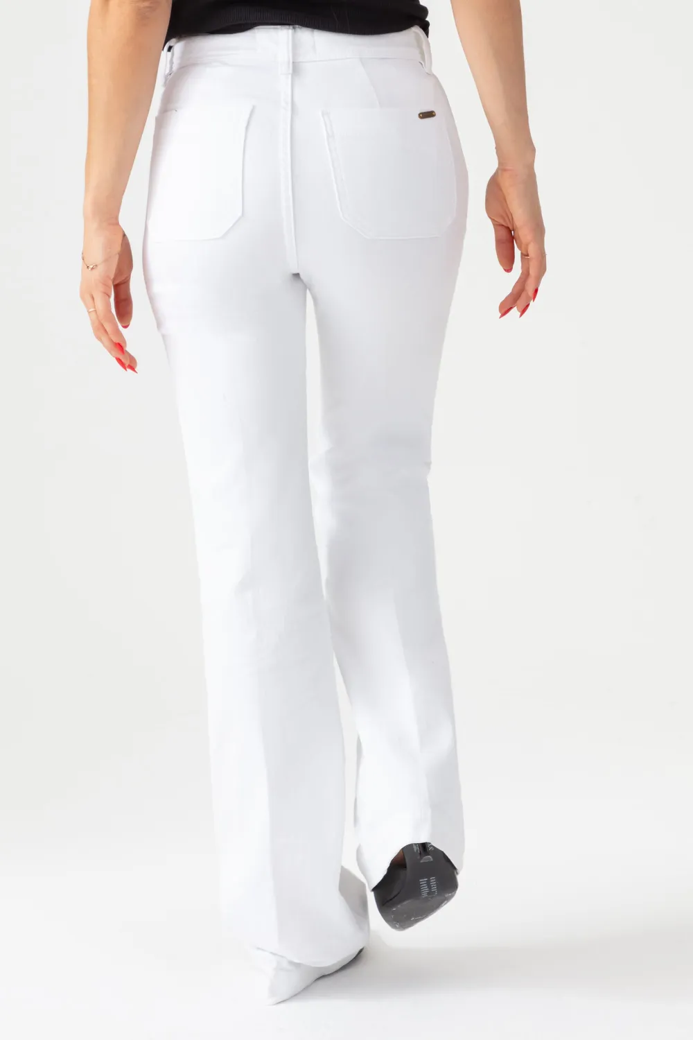 Acquaverde Charlotte pantaloni bootcut bianchi slim