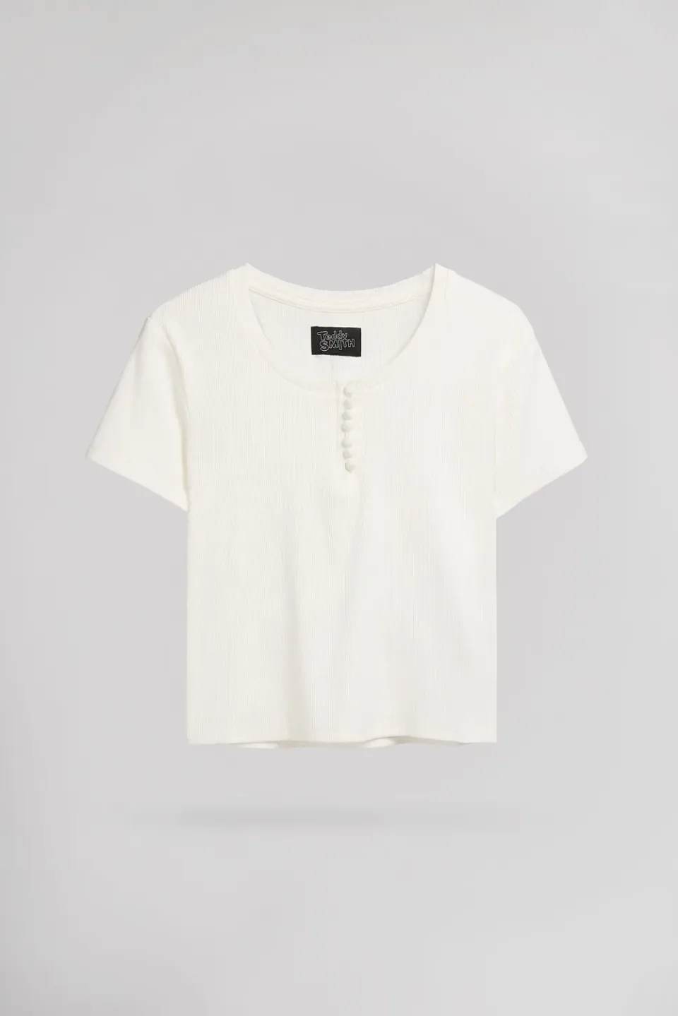 Teddy Smith T-Lol MC T-Shirt Bianca Donna Costina Bottoni