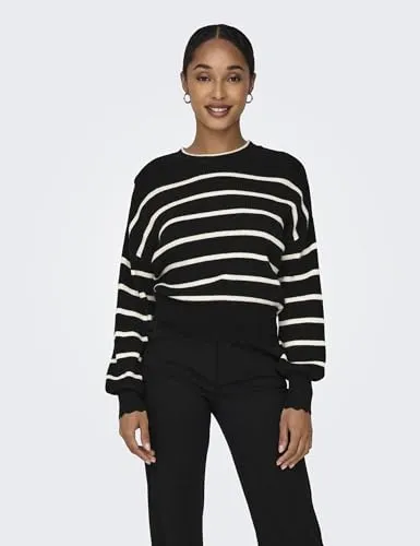 Only Onlibi Pullover Donna Nero a Righe M