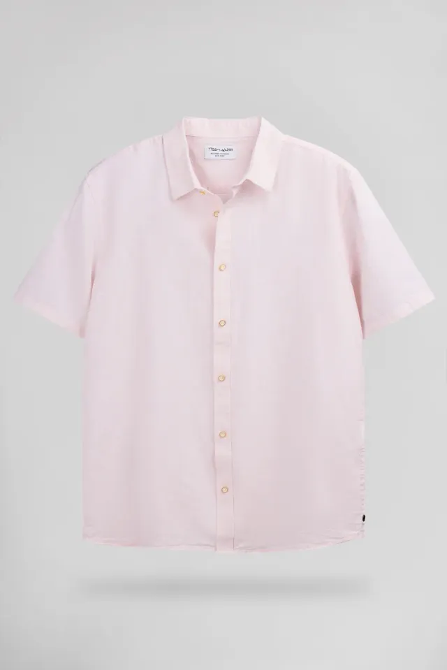 Teddy Smith C-Pietro MC camicia rosa pastel lino cotone