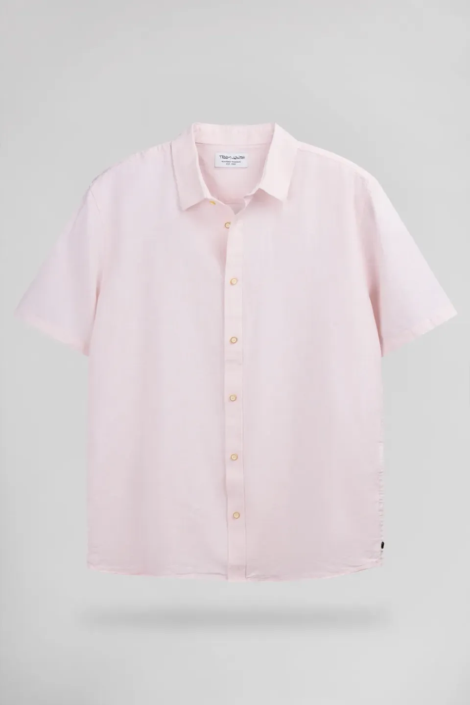 Teddy Smith C-Pietro MC camicia rosa pastel lino cotone