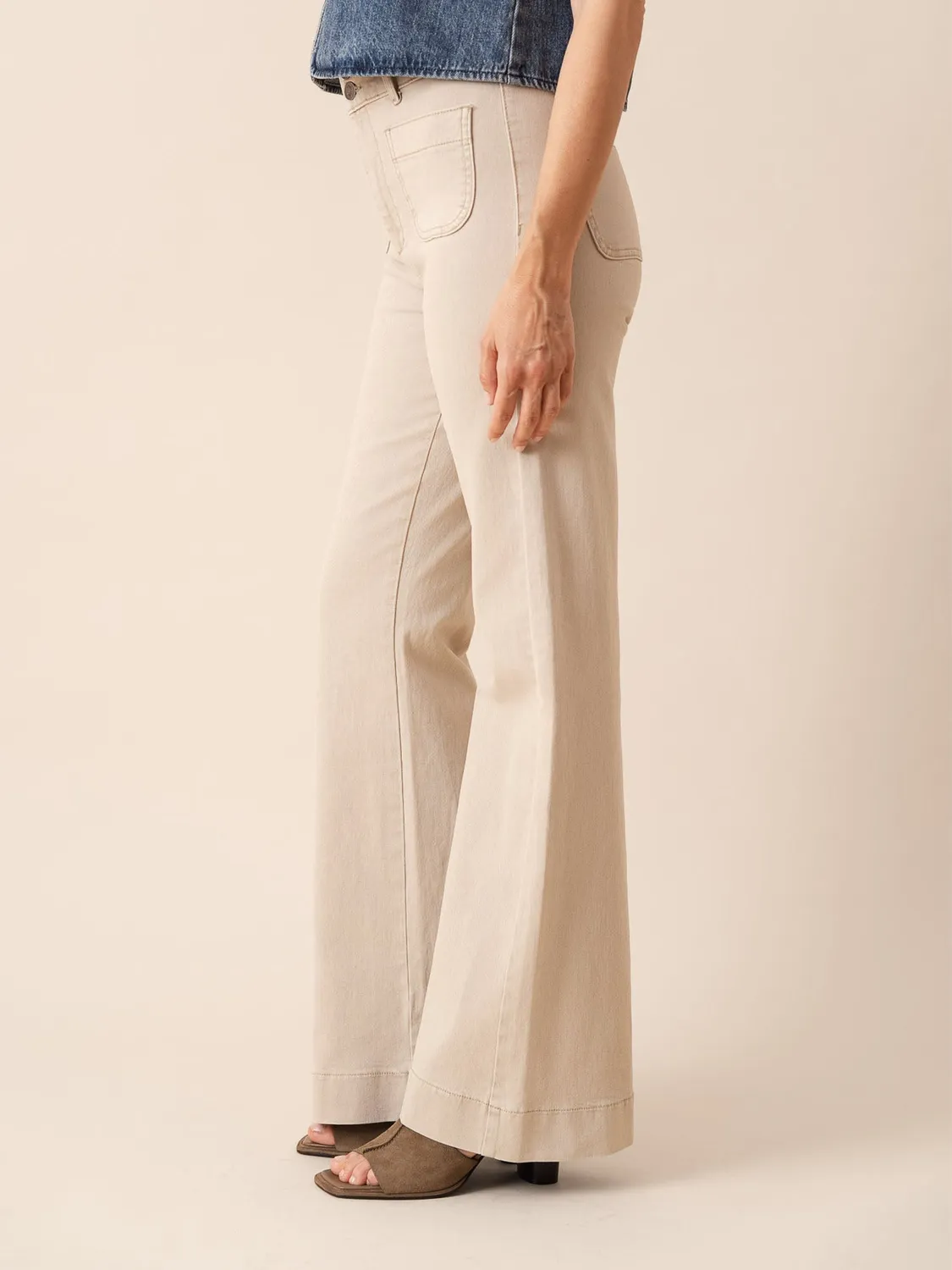 Oraije Elena jeans flare taupe cotone