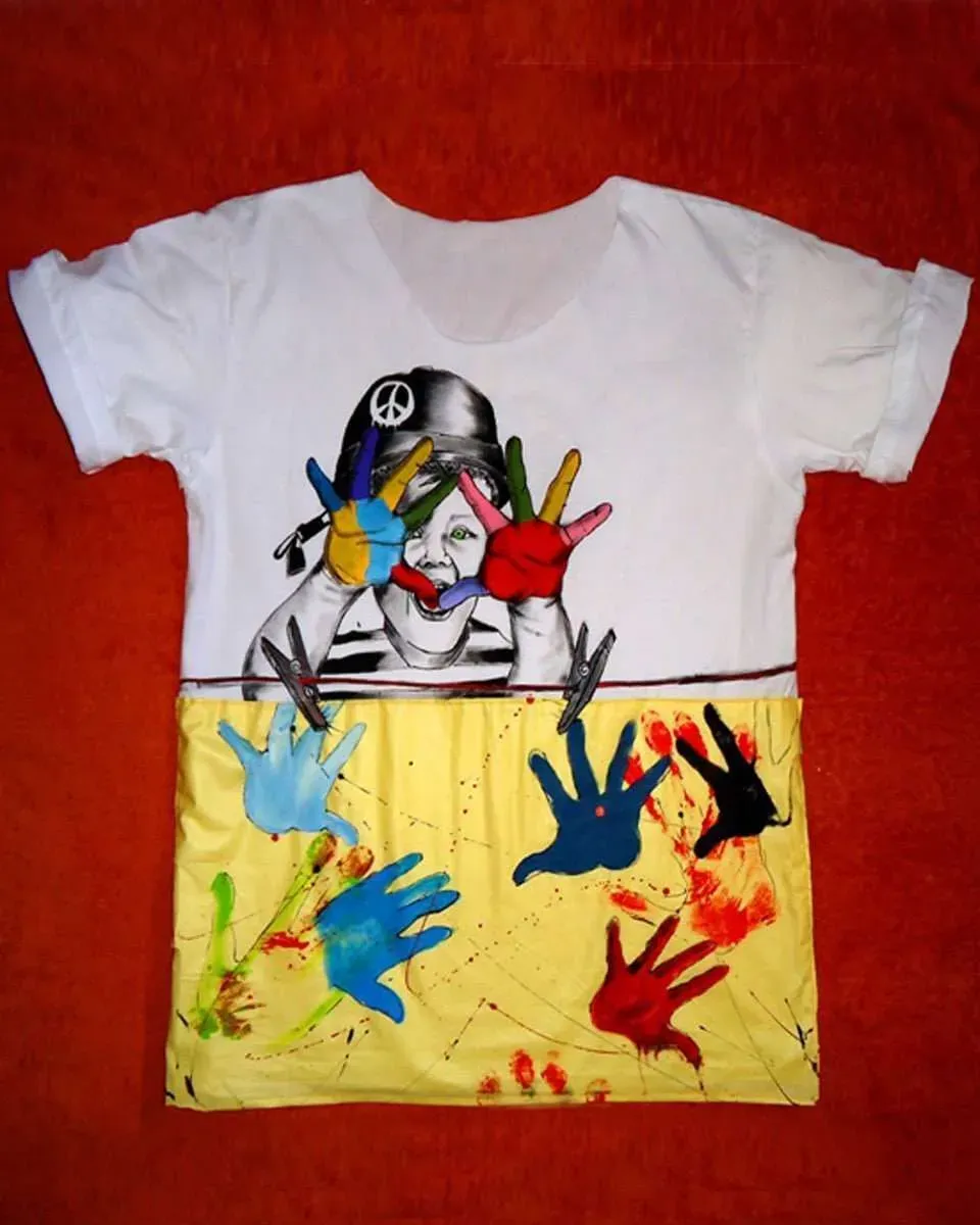 Never Say Never Bambino Fantasie Yellow t-shirt dipinta a mano